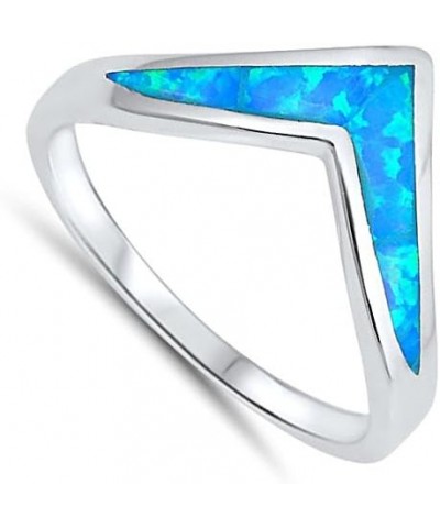 CHOOSE YOUR COLOR Sterling Silver Chevron Ring Blue (Simulated Opal) $12.78 Rings