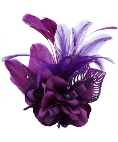 Feather Flower Brooch Pins Vintage Elegant Brooch Lapel Pin Jewelry Corsage for Hat Bag Dress Suit, Gifts for Women Purple $9...