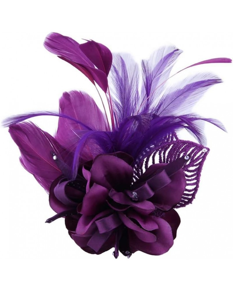 Feather Flower Brooch Pins Vintage Elegant Brooch Lapel Pin Jewelry Corsage for Hat Bag Dress Suit, Gifts for Women Purple $9...