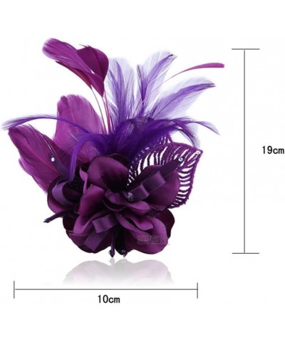 Feather Flower Brooch Pins Vintage Elegant Brooch Lapel Pin Jewelry Corsage for Hat Bag Dress Suit, Gifts for Women Purple $9...