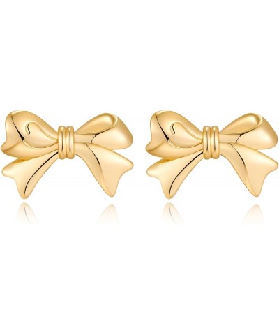 Bow Stud Earrings for Women Gold Bowknot Ribbon Stud Earrings Cute Bow Jewelry for Party Gifts Bow Stud B $10.43 Earrings