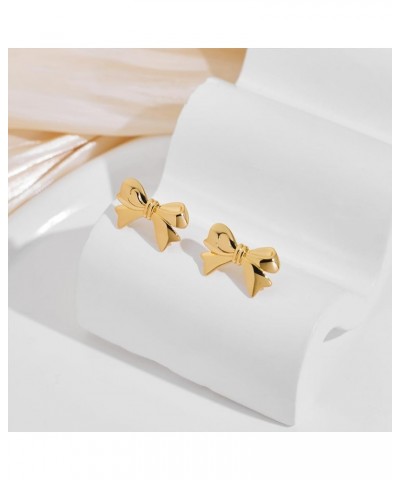 Bow Stud Earrings for Women Gold Bowknot Ribbon Stud Earrings Cute Bow Jewelry for Party Gifts Bow Stud B $10.43 Earrings