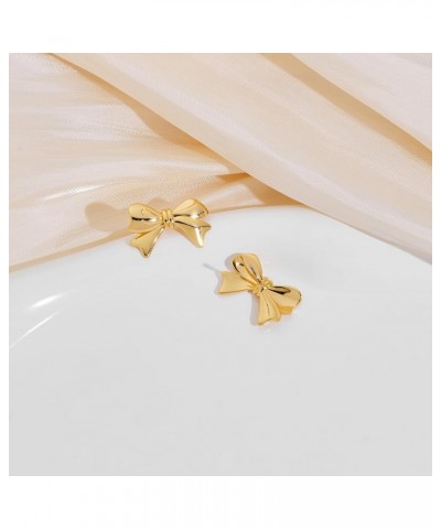 Bow Stud Earrings for Women Gold Bowknot Ribbon Stud Earrings Cute Bow Jewelry for Party Gifts Bow Stud B $10.43 Earrings