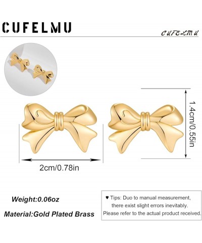 Bow Stud Earrings for Women Gold Bowknot Ribbon Stud Earrings Cute Bow Jewelry for Party Gifts Bow Stud B $10.43 Earrings