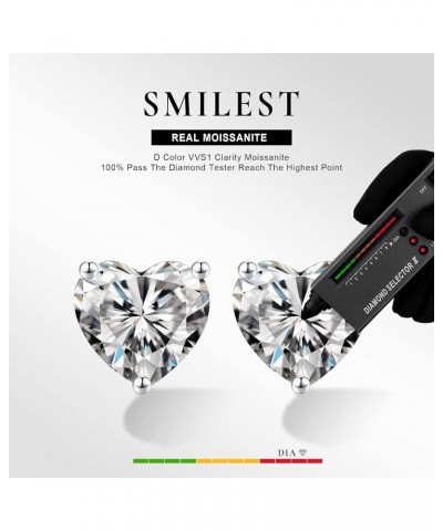 1-3ct Heart Moissanite Stud Earrings for Women Men, Brilliant Heart D Color VVS1 Clarity Lab Created Diamond Earrings Black R...