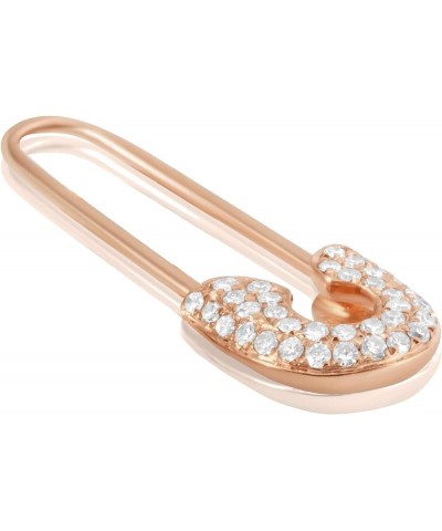 14KT Gold and Diamonds Safety Pin Threader Fashion Earrings — Available in Pairs and Singles 14K Rose Gold Diamond - Right Ea...