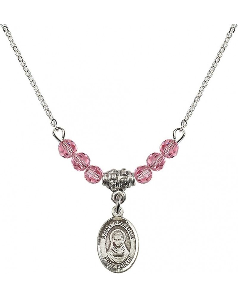 October Birth Month Bead Necklace with Catholic Patron Saint Petite Charm, 18 Inch Saint Rebecca $44.05 Necklaces