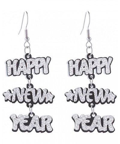 Colorful 2024 Happy New Year Resin Acrylic Earrings Shining Letter Star New Year Earrings for Women Girls Jewelry C $5.00 Ear...