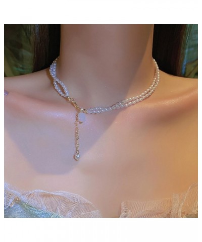 Women Bridal Vintage Punk Rhinestones Short Simple Pendant Pearl Shiny Choker Necklace Gold Simple Necklaces for Women and Gi...