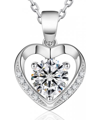 Moissanite Pendant Necklace for Women | 925 Sterling Silver 1-5CT Moissanite Diamond Heart Necklace Gift for Wife D-Color-VVS...