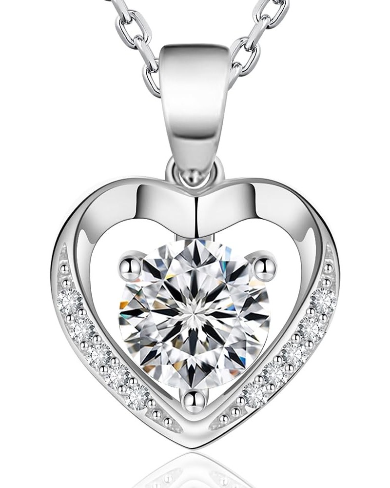 Moissanite Pendant Necklace for Women | 925 Sterling Silver 1-5CT Moissanite Diamond Heart Necklace Gift for Wife D-Color-VVS...