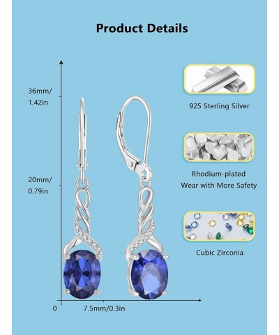 Infinity Earrings for Women Sterling Silver Oval Birthstone Dangle Earring with Rhodium Plated for Holiday Gifts Tanzanite $3...