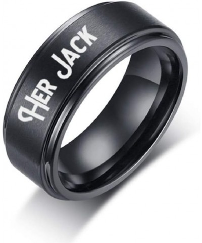 His Sally Her Jack Black Stainless Steel Romantic Couple Ring Lovers Promise Anniversary Engagement Wedding Bands her jack (1...