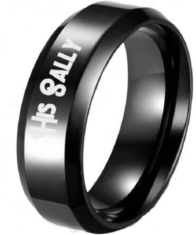 His Sally Her Jack Black Stainless Steel Romantic Couple Ring Lovers Promise Anniversary Engagement Wedding Bands her jack (1...