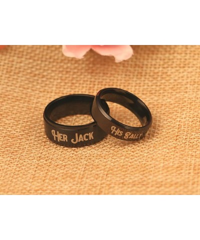 His Sally Her Jack Black Stainless Steel Romantic Couple Ring Lovers Promise Anniversary Engagement Wedding Bands her jack (1...