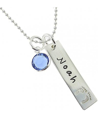 My Tiny Prints Personalized Sterling Silver Name Necklace. Customize with Child's Name, Engraved with Solid Baby Feet. Add Yo...