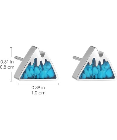 Mountain Stud Earrings for Women Small Tumbled Gemstone Chips Filled Mountain Range Earrings Stainless Steel Snow Mountain Ea...