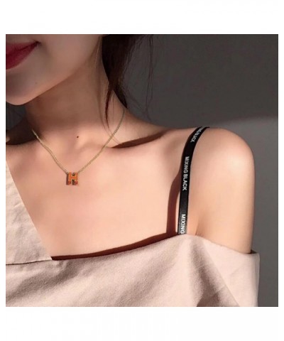 18K Gold Plated Necklace Classic Letter Design Necklace, Preppy Jewelry Letter Necklace for Women Orange $8.39 Necklaces