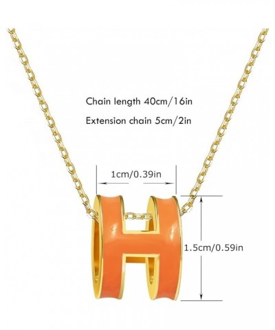 18K Gold Plated Necklace Classic Letter Design Necklace, Preppy Jewelry Letter Necklace for Women Orange $8.39 Necklaces