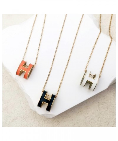 18K Gold Plated Necklace Classic Letter Design Necklace, Preppy Jewelry Letter Necklace for Women Orange $8.39 Necklaces