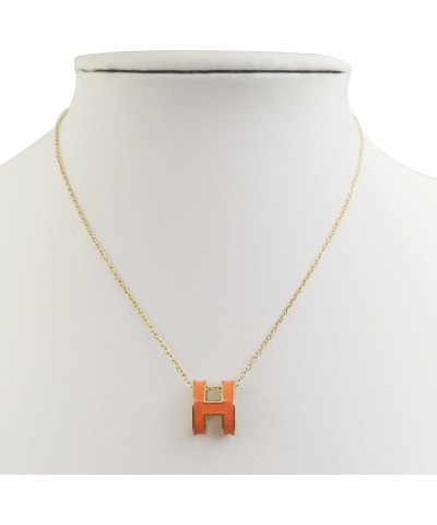 18K Gold Plated Necklace Classic Letter Design Necklace, Preppy Jewelry Letter Necklace for Women Orange $8.39 Necklaces