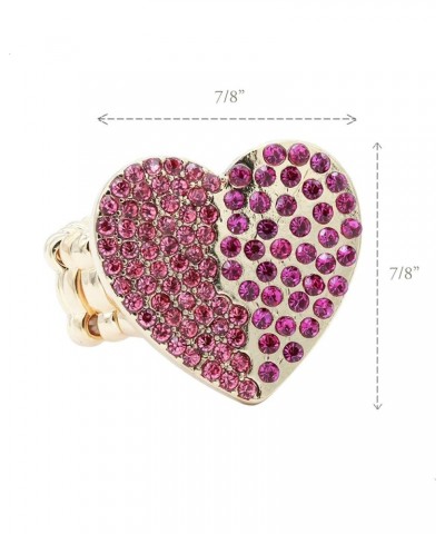 Heart Shaped Rhinestones Stretch Rings for Women Size for 7-9 Pink $9.49 Rings