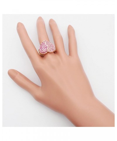 Heart Shaped Rhinestones Stretch Rings for Women Size for 7-9 Pink $9.49 Rings