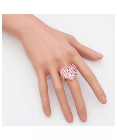 Heart Shaped Rhinestones Stretch Rings for Women Size for 7-9 Pink $9.49 Rings