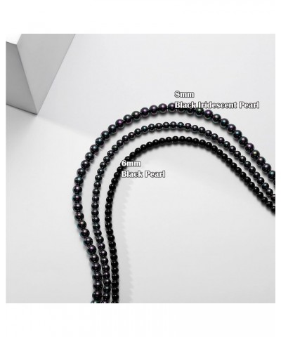 Black Pearl Necklace for Men Women 4mm 6mm 8mm 18" 20" Round Faux Pearl Strand Jewelry Gifts 20inches 6mm pearl Black $10.13 ...