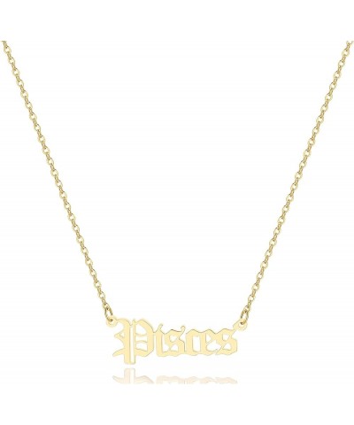 Astrology Necklace for Women 18K Gold Plated 12 Constellation Zodiac Necklace Pisces $10.25 Necklaces