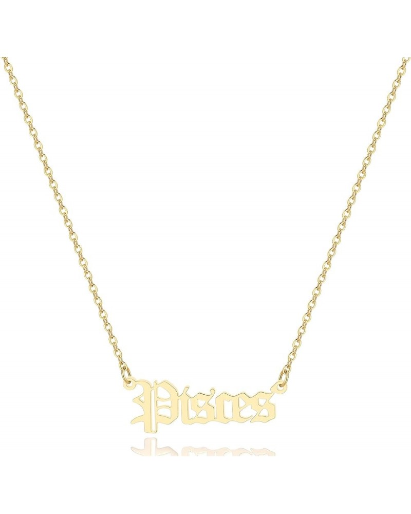 Astrology Necklace for Women 18K Gold Plated 12 Constellation Zodiac Necklace Pisces $10.25 Necklaces