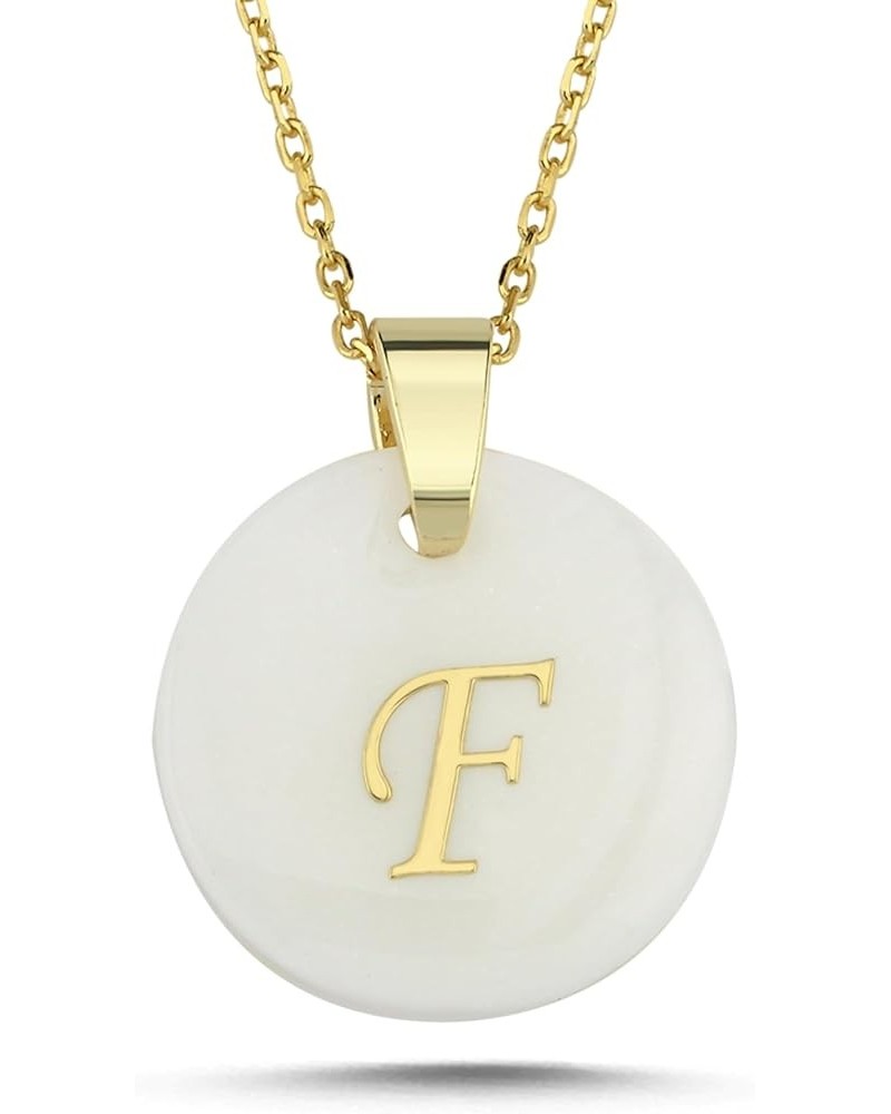 18ct Gold Vermeil Birth Flower Necklaces & Initial Necklaces - Genuine Mother of Pearl Pendant - | Dainty Gold Letter & Birth...