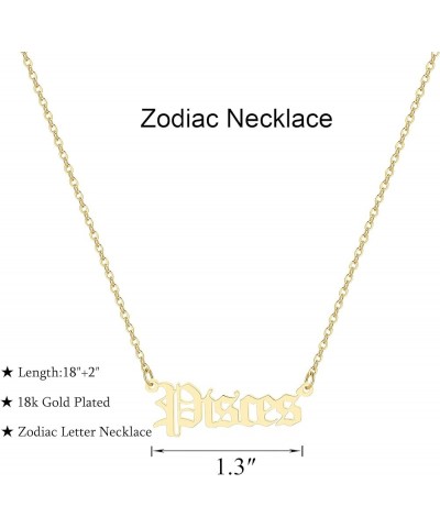 Astrology Necklace for Women 18K Gold Plated 12 Constellation Zodiac Necklace Pisces $10.25 Necklaces