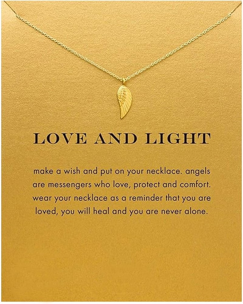 Hundred River Friendship Anchor Compass Necklace Good Luck Elephant Pendant Chain Necklace with Message Card gold angle wing ...