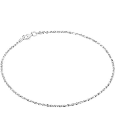 Solid 925 Sterling Silver Italian 1.5mm Diamond-Cut Twisted Braided Rope Link Chain Anklet Ankle Bracelet for Women - Made in...