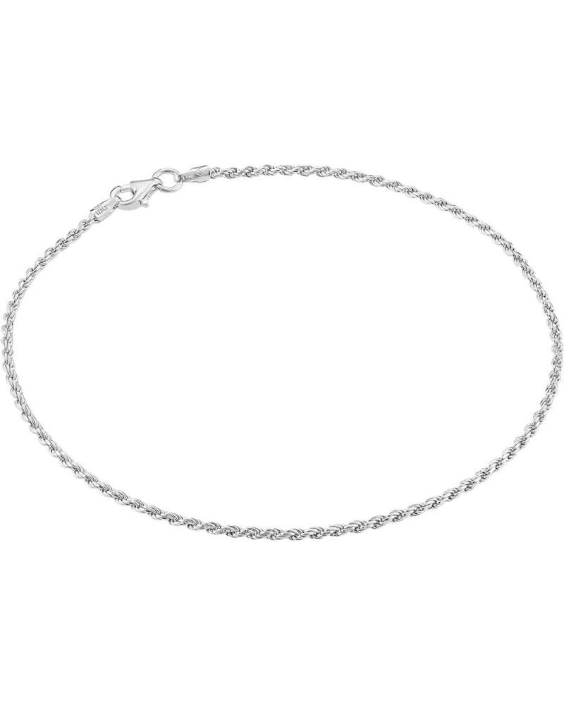 Solid 925 Sterling Silver Italian 1.5mm Diamond-Cut Twisted Braided Rope Link Chain Anklet Ankle Bracelet for Women - Made in...