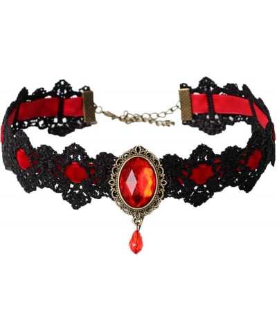 Lace Choker with Faux Pearl Sexy Rock Style Vintage Necklace for Women and Girls Red 3.0 Inches $8.47 Necklaces