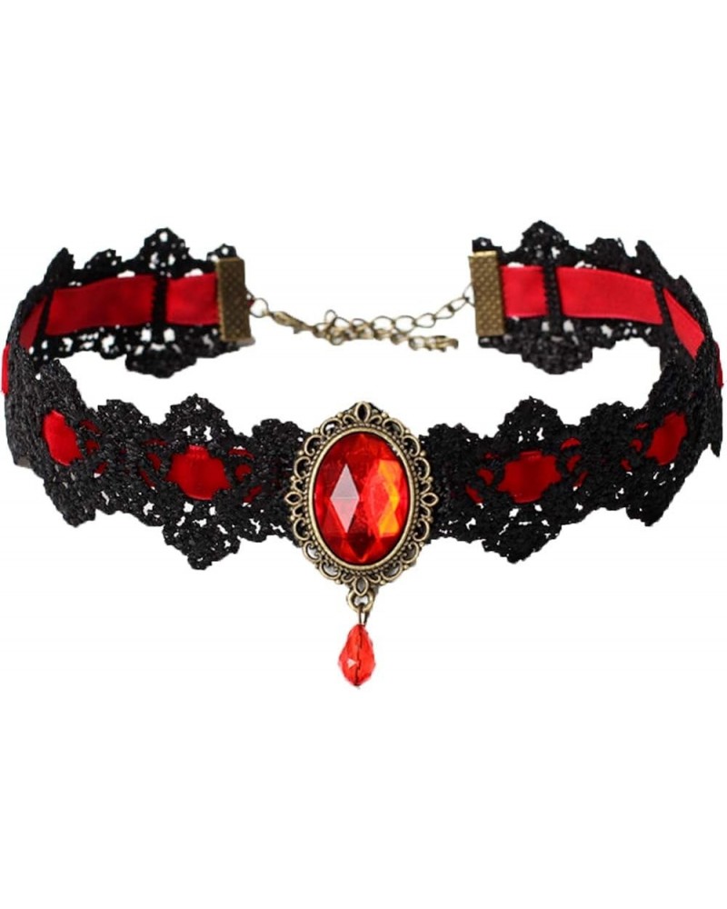 Lace Choker with Faux Pearl Sexy Rock Style Vintage Necklace for Women and Girls Red 3.0 Inches $8.47 Necklaces