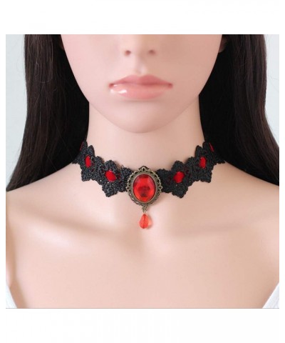 Lace Choker with Faux Pearl Sexy Rock Style Vintage Necklace for Women and Girls Red 3.0 Inches $8.47 Necklaces