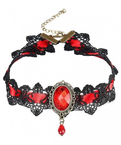 Lace Choker with Faux Pearl Sexy Rock Style Vintage Necklace for Women and Girls Red 3.0 Inches $8.47 Necklaces