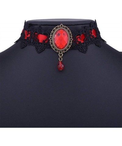 Lace Choker with Faux Pearl Sexy Rock Style Vintage Necklace for Women and Girls Red 3.0 Inches $8.47 Necklaces