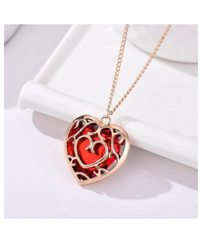 Zelda Necklace for Anime Jewelry Game Jewelry Gifts for Men Women Boys Sword Heart Crystal Necklace-Red $15.64 Necklaces