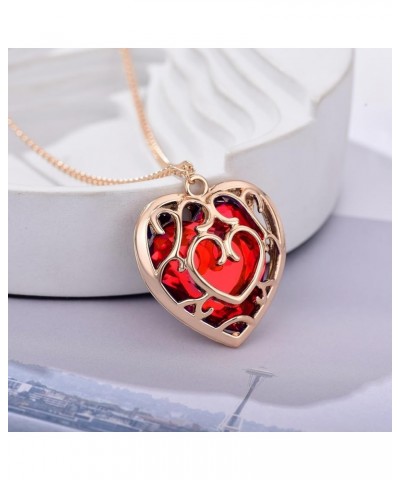 Zelda Necklace for Anime Jewelry Game Jewelry Gifts for Men Women Boys Sword Heart Crystal Necklace-Red $15.64 Necklaces