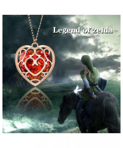 Zelda Necklace for Anime Jewelry Game Jewelry Gifts for Men Women Boys Sword Heart Crystal Necklace-Red $15.64 Necklaces