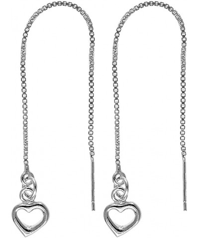 Sterling Silver Dangling Charm Threader Earrings for Women Assorted Designs Italy Open Heart $12.72 Earrings