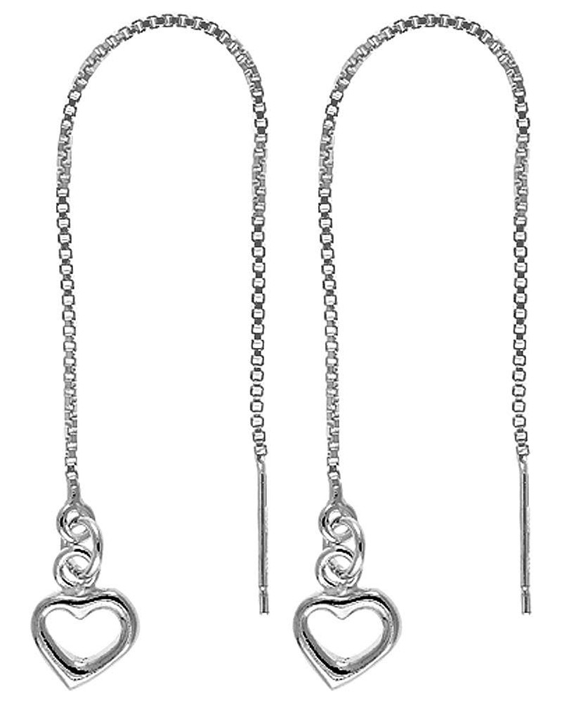 Sterling Silver Dangling Charm Threader Earrings for Women Assorted Designs Italy Open Heart $12.72 Earrings