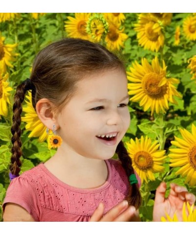 Resin Sunflower Clip on Earrings Sunflower Non Pierced Clip Earrings for Women Girls big-silver $7.50 Earrings