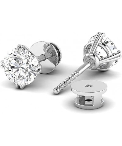 Cyber Moday deals 2019 Earrings Forever Classic real Colorless Moissanite Screw Back studs Crafted in 14k White & Rose pure G...