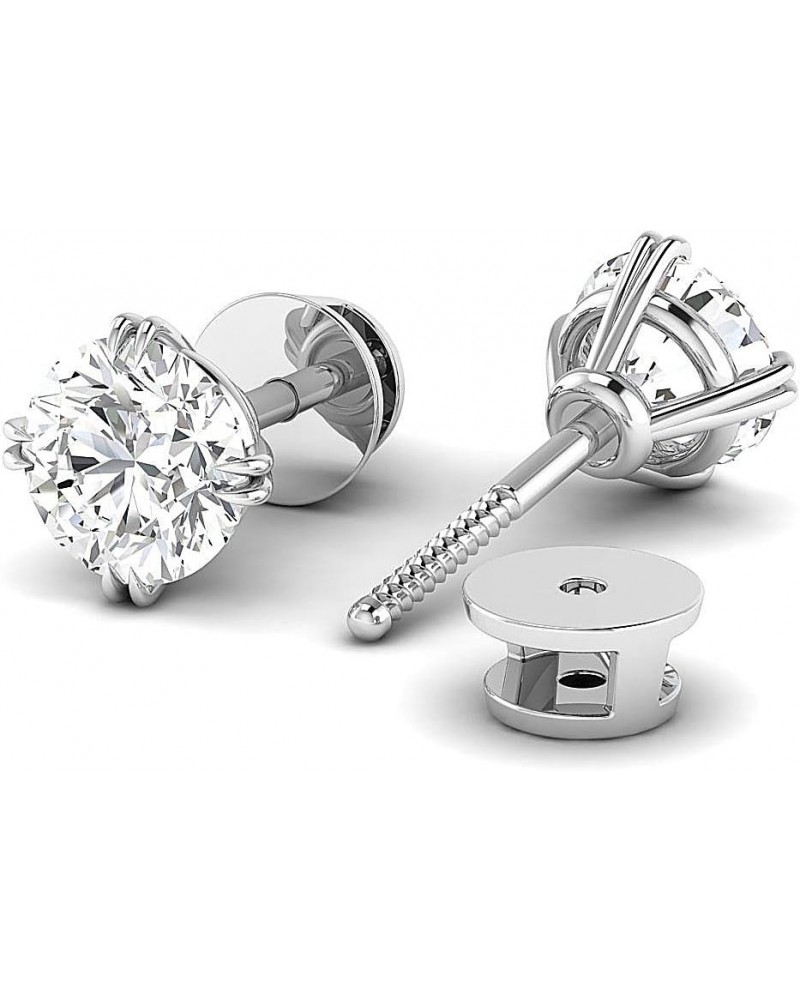 Cyber Moday deals 2019 Earrings Forever Classic real Colorless Moissanite Screw Back studs Crafted in 14k White & Rose pure G...