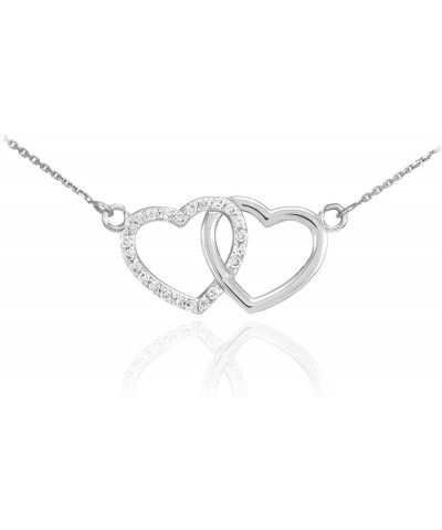 925 Sterling Silver Open Heart Twins Pendant CZ-Studded Gemini Necklace 20.0 Inches $25.95 Necklaces